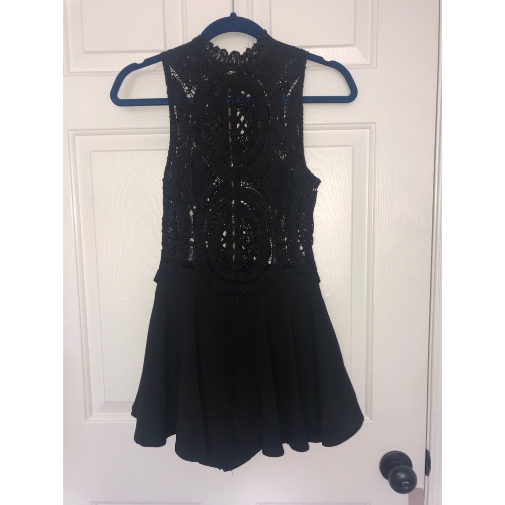 High neck, lace detail romper/dress